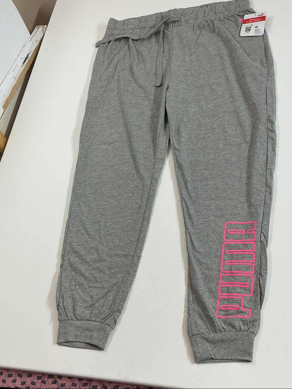 Puma Grey Jogger Sweatpants with Pink Logo